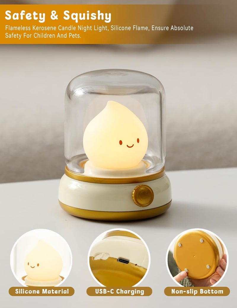 WANIDEA Store Flameless Candles Lamp, Led Candles,Cute Kerosene Lamp,Silicone Flame Amber Light,Adjustable Dimmable Rechargeable Night Light for Kids,Girls,Teenager Kids Bedroom Christmas - Image 5